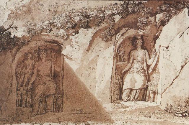 I Santoni di Akrai in un'incisione di Jean-Pierre Houël