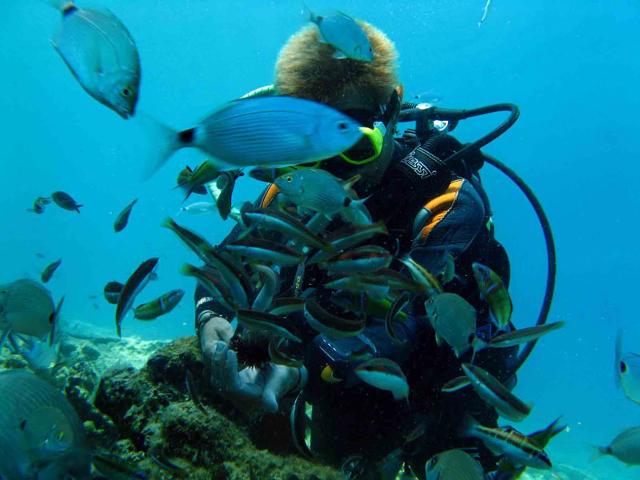 Un sub nelle acque di Lampedusa