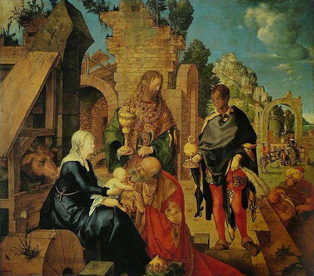"L'adorazione dei Magi" di Albrecht Dürer, 1504 (olio su tavola, 99×113,5 cm - Galleria degli Uffizi, Firenze)