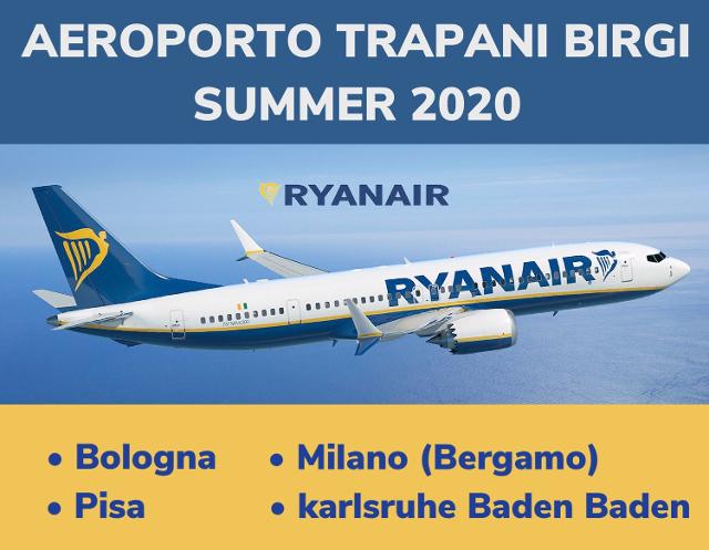 Ryanair riprende i collegamenti da e per l'aeroporto di Trapani