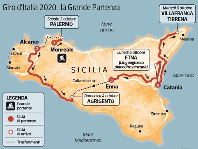 Giro d'Italia - Le quattro tappe siciliane