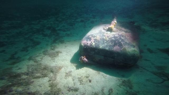 Il serbatoio dello Junker Ju-88 tedesco trovato nel mare di Ognina