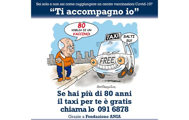 ''Ti accompagno io''. A Palermo taxi gratis per gli over 80 che devono raggiungere gli hub vaccinali