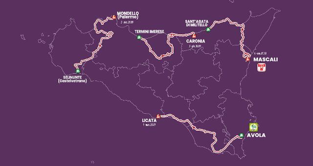 Il percorso del Giro di Sicilia 2021