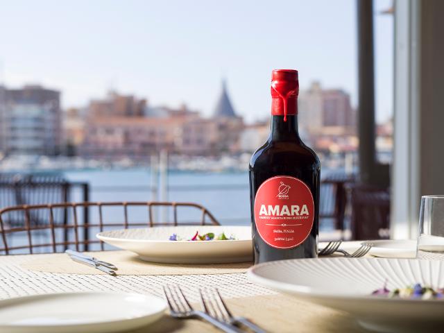 Amara a tavola nel ristorante Area M