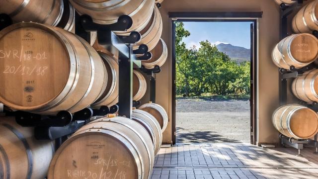 La barricaia della tenuta Donnafugata sull'Etna