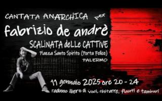 ''Cantata anarchica per Fabrizio De André'', sulla scalinata delle Mura delle Cattive a Palermo