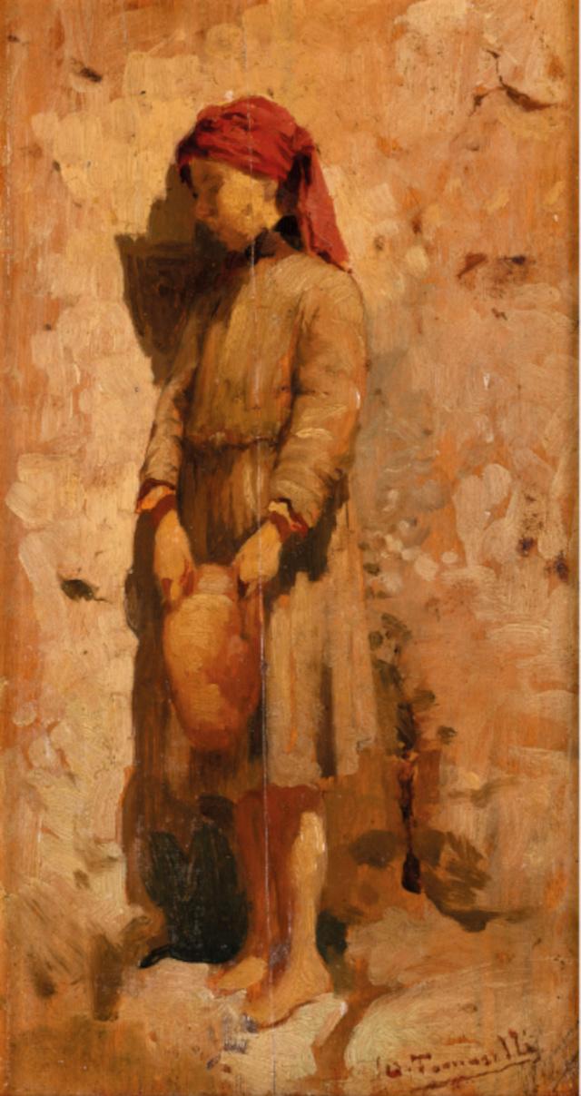 "La portatrice d'acqua" di Onofrio Tomaselli (senza data), olio su tavola - Collezione Sciascia