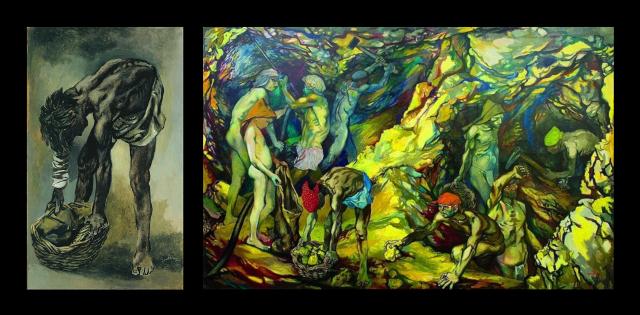 "Zolfatarello ferito" e "La zolfara" di Renato Guttuso