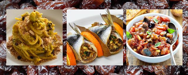 Alcuni piatti tipici siciliani in cui l'uvetta è ingrediente fondamentale Alcuni piatti tipici siciliani in cui l'uvetta è ingrediente fondamentale
